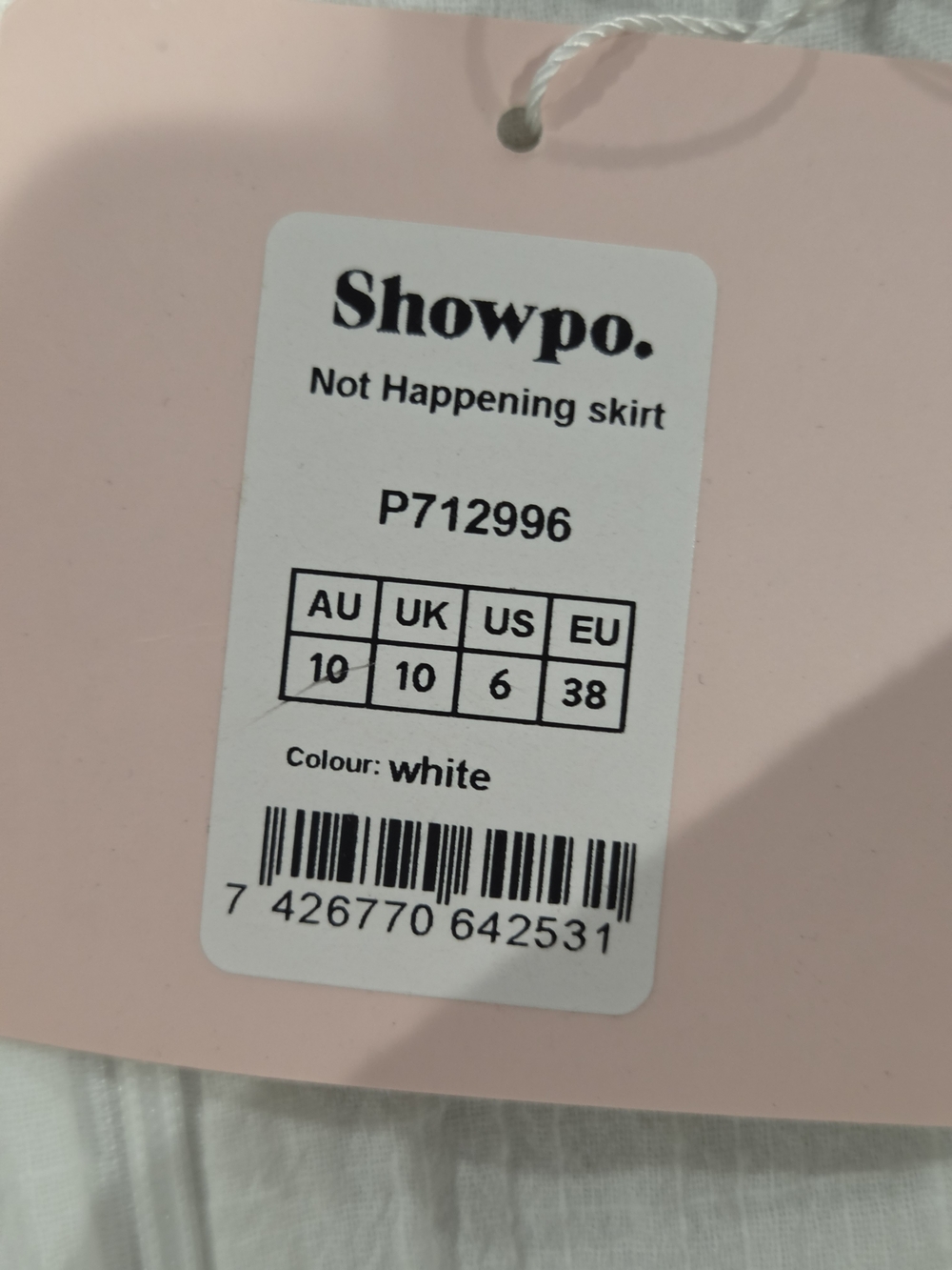 Showpo Not Happening 100% Cotton White Tie Front Mini Skirt NWT Size 6 - Picture 4 of 16